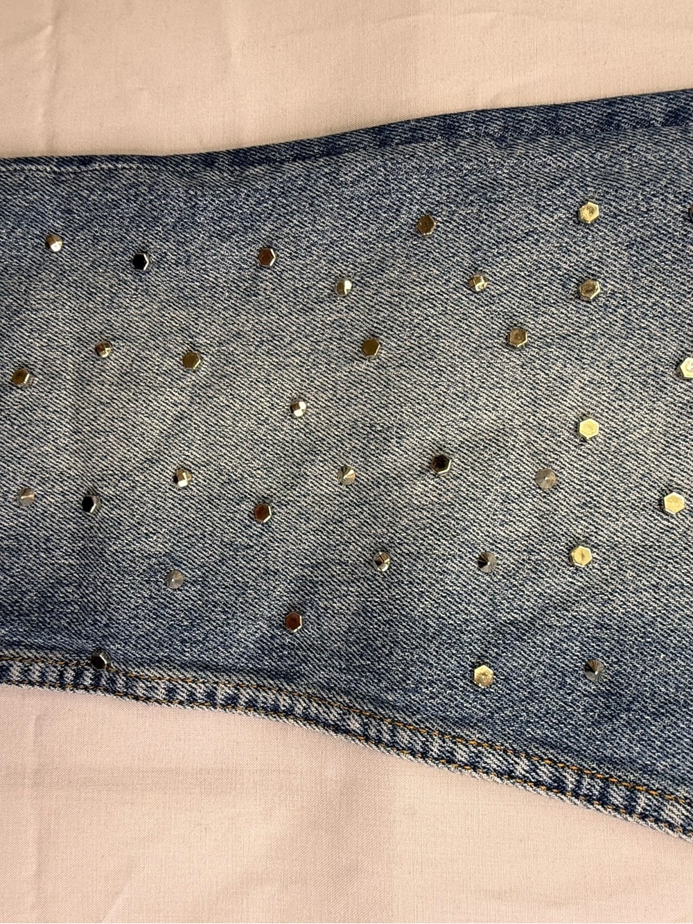 Zara Blue Straight-Leg Jeans with Stud Accents - Picture 6 of 6